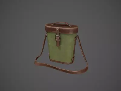 Leather and Khaki Binocular Bag Low-poly 3D model