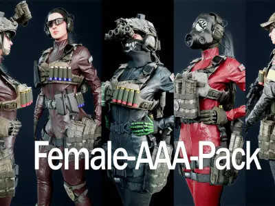 Military-Soldier-Female-AAA Low-poly 3D model