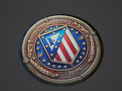 Atletico de madrid Football Medallion 3D print model