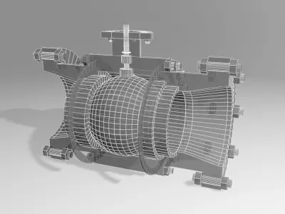 Industrial Ball Valve Cutaway 3D model
