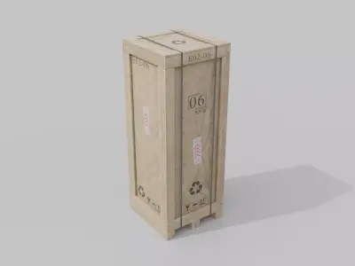 Tall Wooden Crate - Customizable Shipping Box Low-poly 3D model