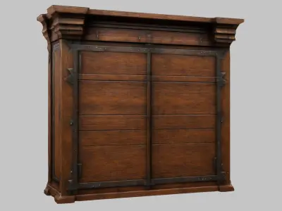 Wooden closet Medieval Furniture interior decor Low-poly 3D model