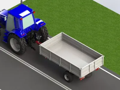 WG 0019 - One-axle trailer with springs 3D model