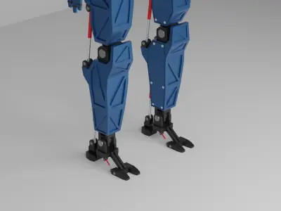 Industrial Piston Bot Character Low-poly 3D model