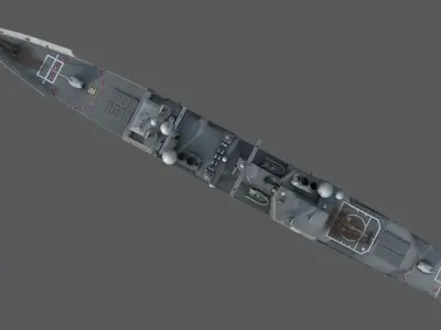 Aegis Cruiser CG-52 USS Bunker Hill Low-poly 3D model