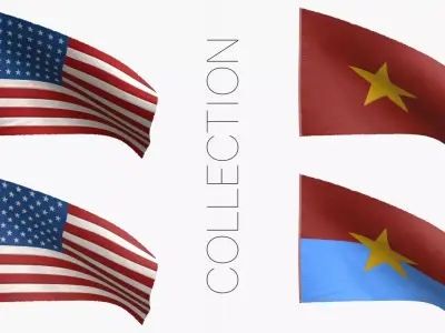 Vietnam War Flags Collection 3D Model Pack