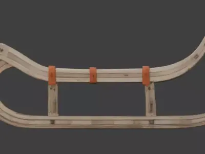 Viking Wooden Sled 3D Model v03 Low-poly 3D model