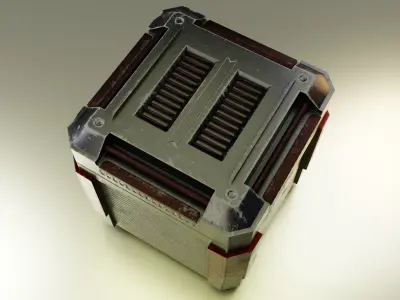 Metallic SCI-FI Box - 3 colors Low-poly 3D model