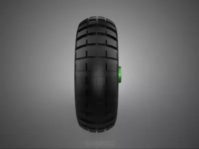 PNEUMATIC RUBBER WHEEL TIRE RIM TREAD TYRE HUB CART LUG GREEN 3D model