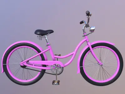Bicycle Beach Cruiser  Vintage Ladies Bike 3D model