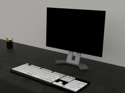 Study and computer table Free low-poly 3D model