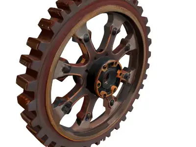 Rusty Industrial Gear Wheel Low-poly 3D model purchase
