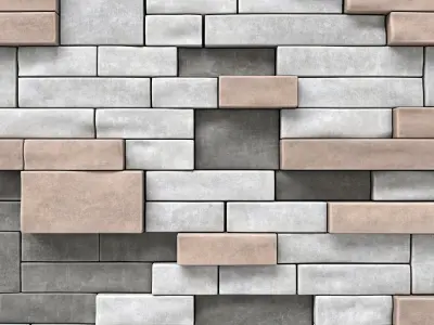 Brick clincer  decor wall many part n1 3D model