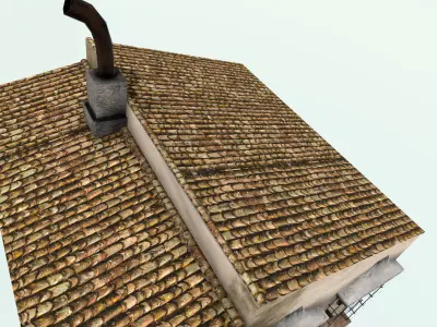 Old High-Quality 3D Colonial House Low-poly 3D model 4