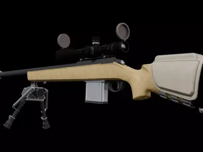 Sci-Fi Heavy Railgun Anti-Material Sniper Rifle Game Ready Low-poly 3D model