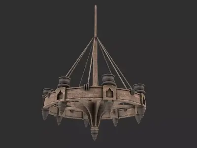 Medieval Environment Props 3 Chandeliers Pack Low-poly 3D model