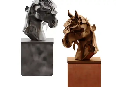 Modern New Chinese Horse Head Abstract Sculpture 3D model