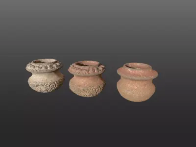 Antique Detailed Terracotta Vases Set 3D print model