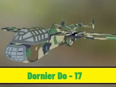 Dornier Do 17 - Luftwaffe - PBR textures Low-poly 3D model