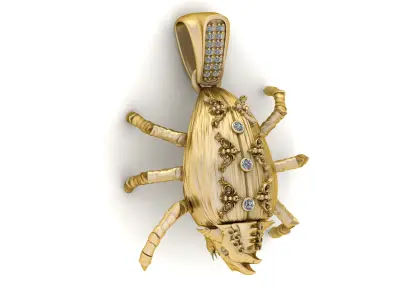 BEETLE GOLD INSECT PENDANT 3D PRINTABLE MODLE 3D print model