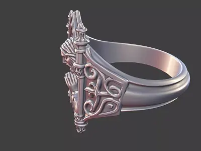 gothic church jesus ring ornate antique ring v2 3D print model