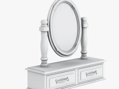 Victorian Mirror Desk Old White 3D model