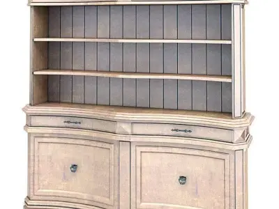 Large American Antique Finish Bookshelf 3D model