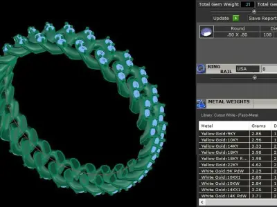 Cuban Link Diamond Band Ring SIZE 8 3D print model