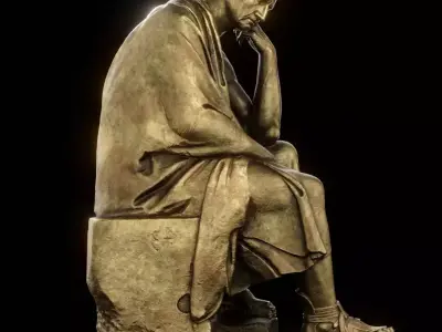 Brass Seated Philosopher Free 3D model