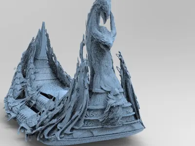 Kharon the Ferryman boat with ferryman  3D model