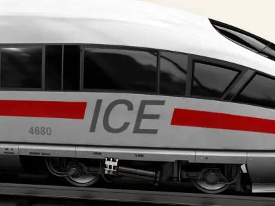 ICE 3 high speed train on tracks 3D model