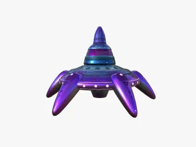 Alien Spaceship UFO G04 Purple Blue - Sci Fi Spacecraft Design Low-poly 3D model