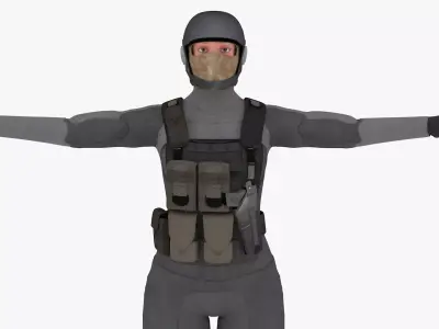futuristic female soldier 3D model