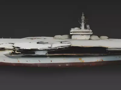Damaged Aircraft Carrier Hull 3D Model 3D Model Low-poly 3D model