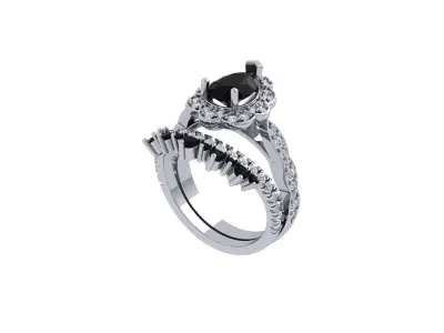 Pear Art Deco Ring 3D print model 9