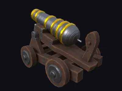 Gameready Stylized Cannon Low-poly 3D model