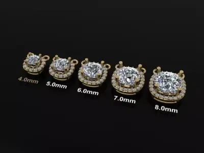 Dainty Cushion Halo Diamond Pendant Mix Size 3D print model