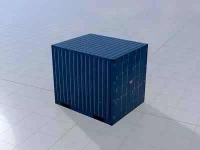 Shipping Container gentian blue 10ft Low-poly 3D model