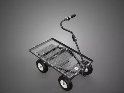 ELECTRIC METAL GRID MESH FLAT BED DECK TRAY TROLLEY CART WAGON 4 3D model