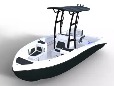 Small Fishing Center Console Boat Low-poly 3D model