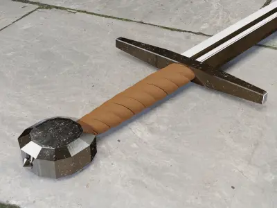 Broadsword sword Low-poly 3D model