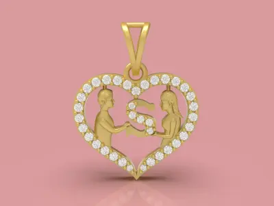 Heart Shape Couple Pendant - 0113 3D print model
