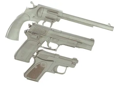 3 GUNS three plastic 3D model