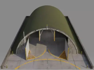 NATO  AIRCRAFT SHELTER V1 with Full Grass roof Free low-poly 3D model