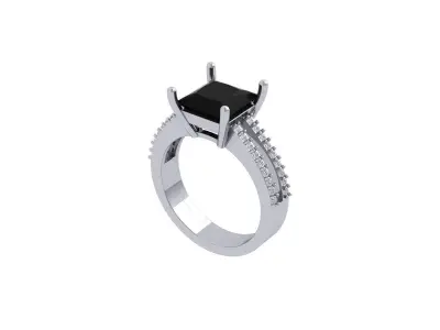 Solitaire Princess Ring 3D print model shop