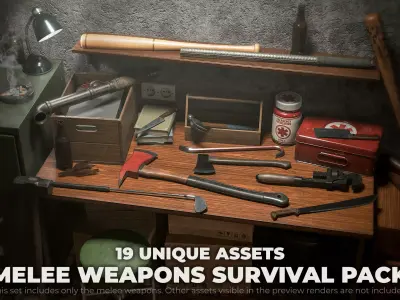 Melee Weapons Survival Pack Low-poly 3D model