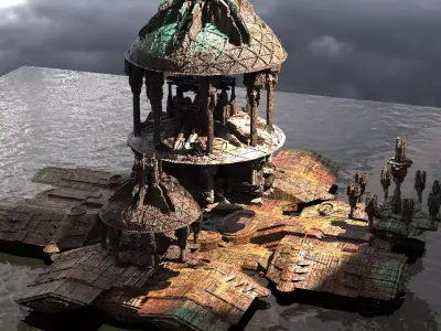 Dark Elven Sci-Fi CityDomes Bases 1 Kitbash  3D model
