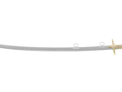 Scimitar japanese samurai sword Low-poly 3D model