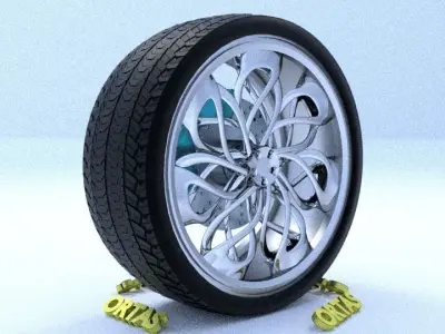 ORTAS CAR RIM 16 GAME READY RIM TIRE AND DISC 3D model