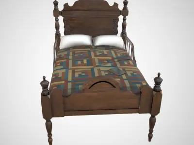 Antique bed Low-poly 3D model